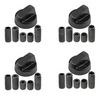 4x Siemens Oven Cooker Black Hob Flame Burner Control Switch Knobs + 5 Adaptor