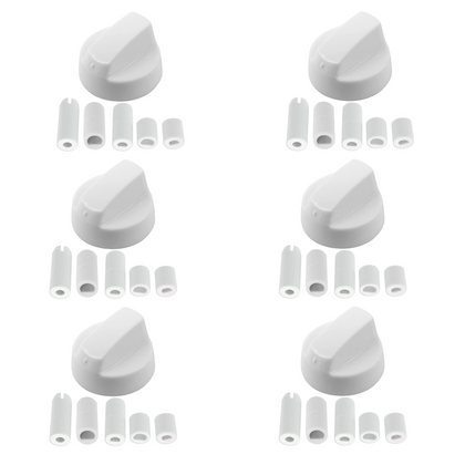 6x Beko Cooker Oven Hob White Control Knob+ 5 Adaptors