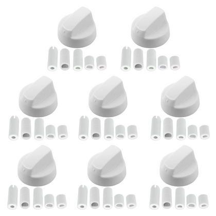 8x Flavel Cooker Oven Hob White Control Knob+ 5 Adaptors