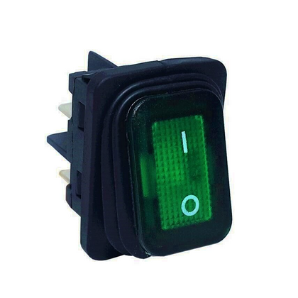 Rocker Switch Green On-Off Double Pole 4 Pin Weatherproof Cover 16A 240V